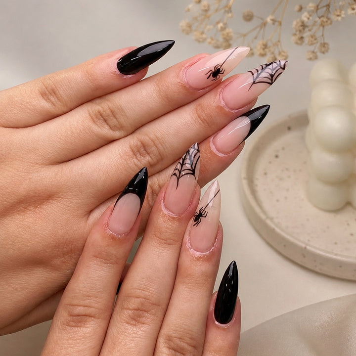 Creative Nail Art Set with Halloween Motif and Spider Accents Stornfield