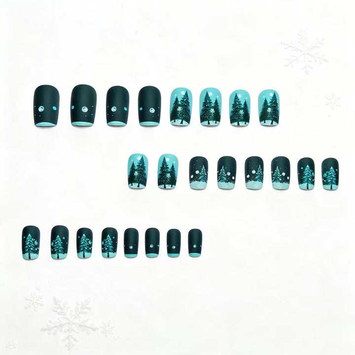 Artificial nails with winter fir tree design Stornfield