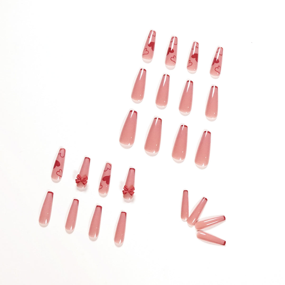 Elegant Artistic Nail Extensions with Romantic Heart Designs Stornfield
