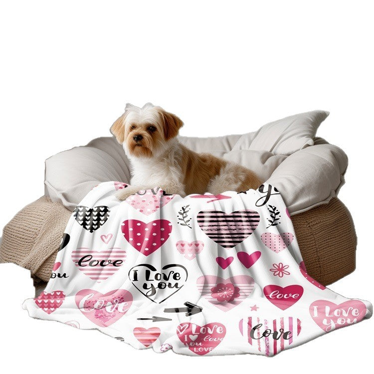 Heart-Themed Cozy Fleece Blanket