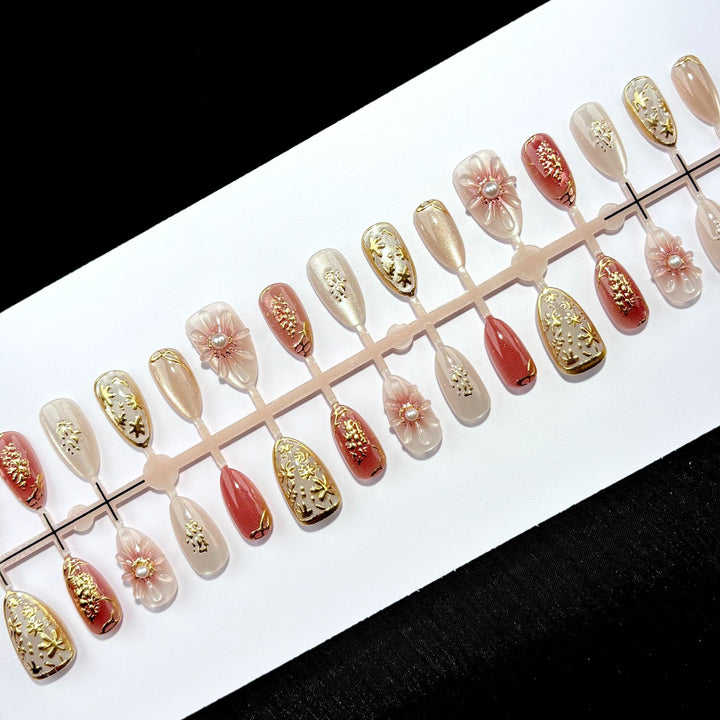 Luxurious Floral-Embellished Press-On Nail Collection