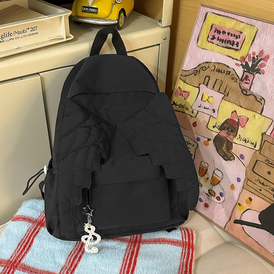 Cute Wing-Embellished Casual Backpack Stornfield