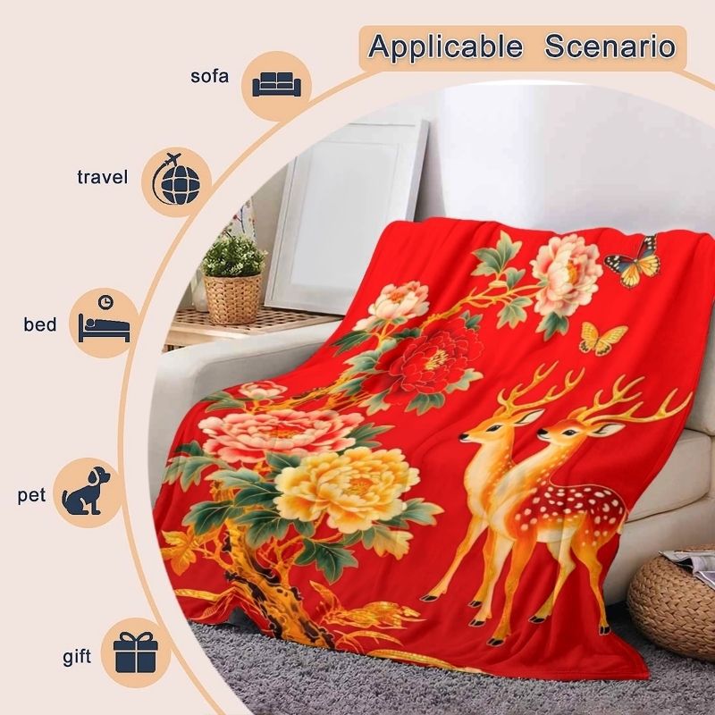 Floral Patterned Plush Throw Blanket