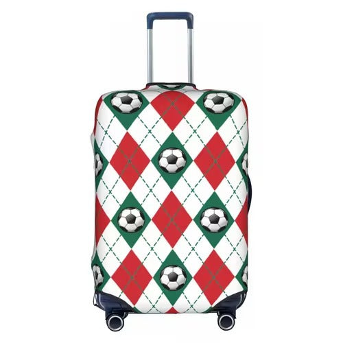 Unisex nan elastic luggage cover with football argyle pattern, tear-resistant stretch cover for trolley with handle and wheel openings Stornfield