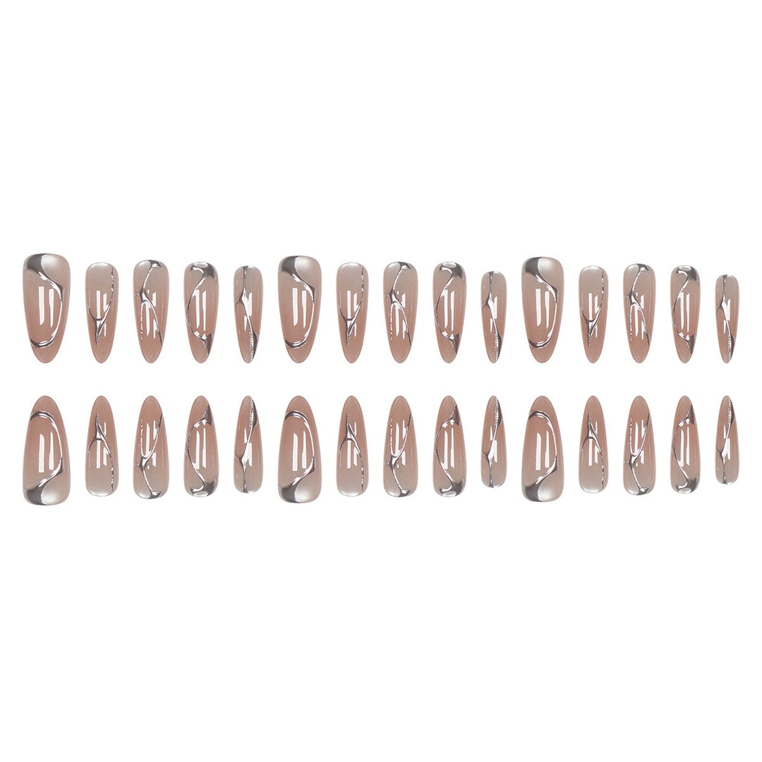 Elegant Metallic Accent Press-On Nails Stornfield