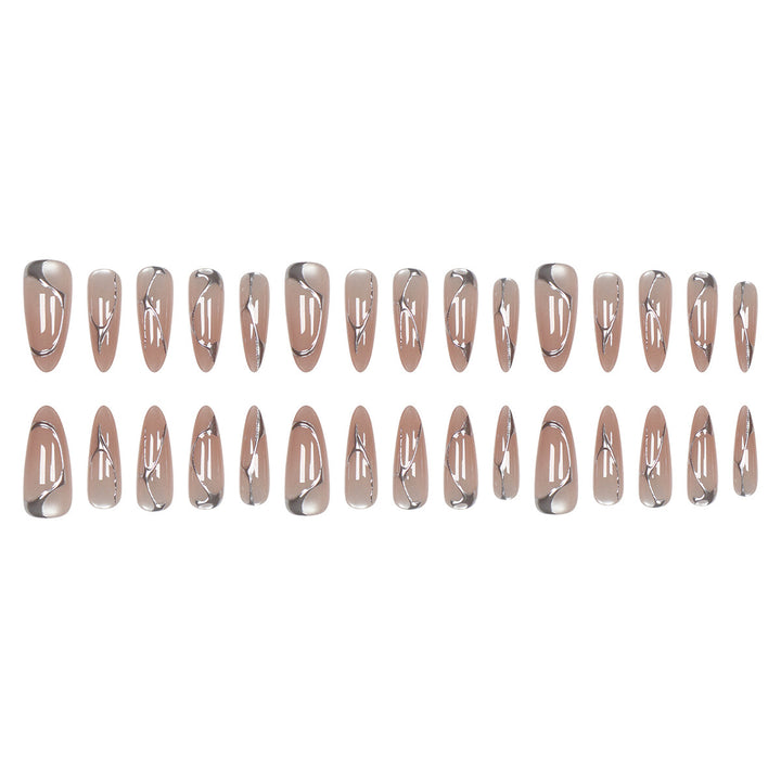 Elegant Metallic Accent Press-On Nails Stornfield