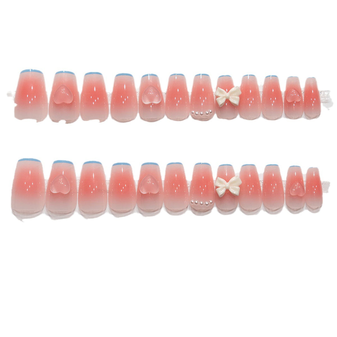Decorative Press-On Nail Set with Bow and Pearls Stornfield