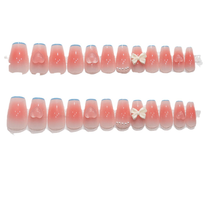 Decorative Press-On Nail Set with Bow and Pearls Stornfield