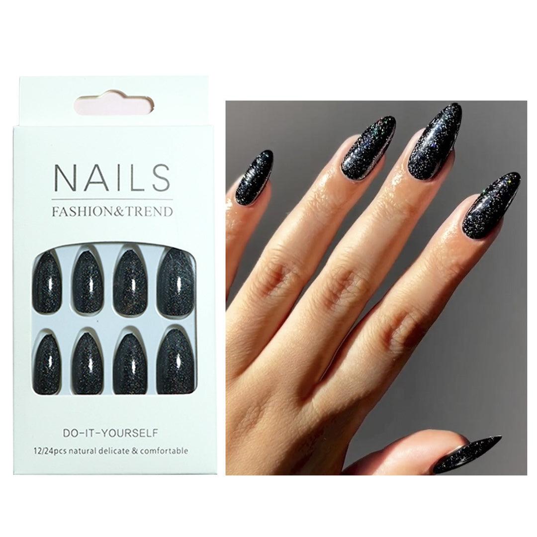 Glamorous Stiletto Press-On Nails with Glitter Finish Stornfield