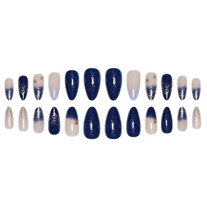 Stiletto Press-On Nail Art Extensions with Starry Designs Stornfield