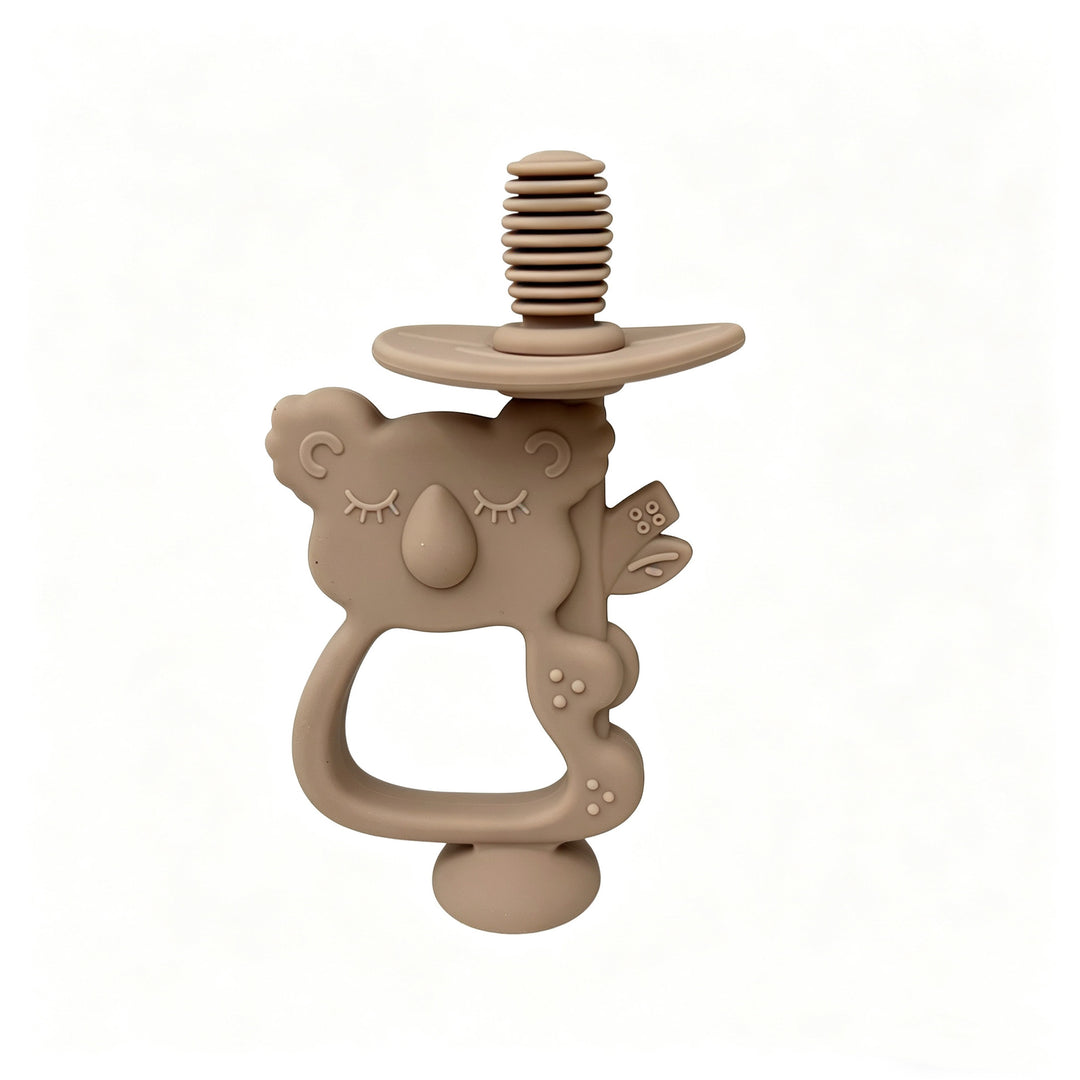 Silicone Koala Teether Pacifier with Ergonomic Handle and Safety Screw Attachment