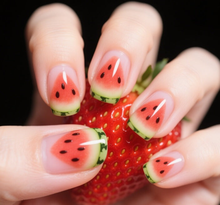 Watermelon-Themed Nail Art Stornfield
