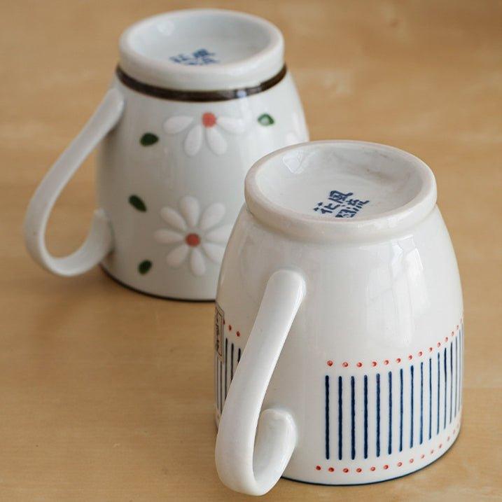 Japanese Nature Themed Ceramic Glazed Hand-Painted Tea Cups | Stornfield
