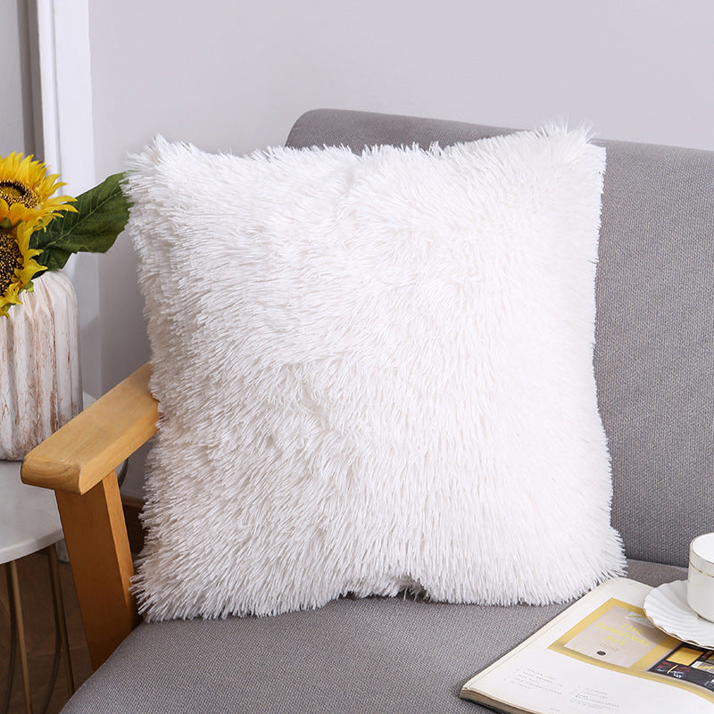 Plush Faux Fur Square Decorative Pillow Cover with Hidden Zipper and Long Pile