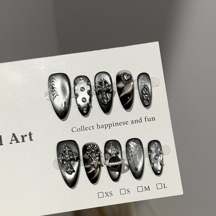 Gothic-Themed Press-On Nail Art Set