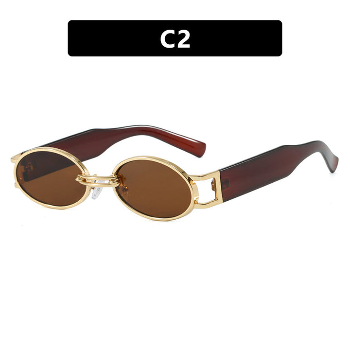 Women oval-shaped sunglasses with golden accents and stylish frame Stornfield