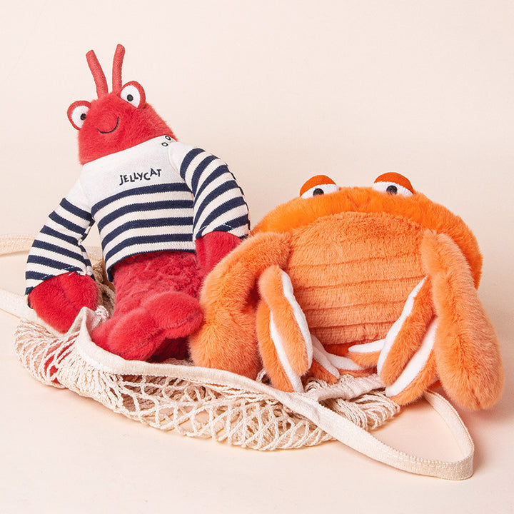 Plush Crab Hand Puppet with Soft Faux-Fur, Flexible Claw Flaps & Embroidered Eyes Stornfield