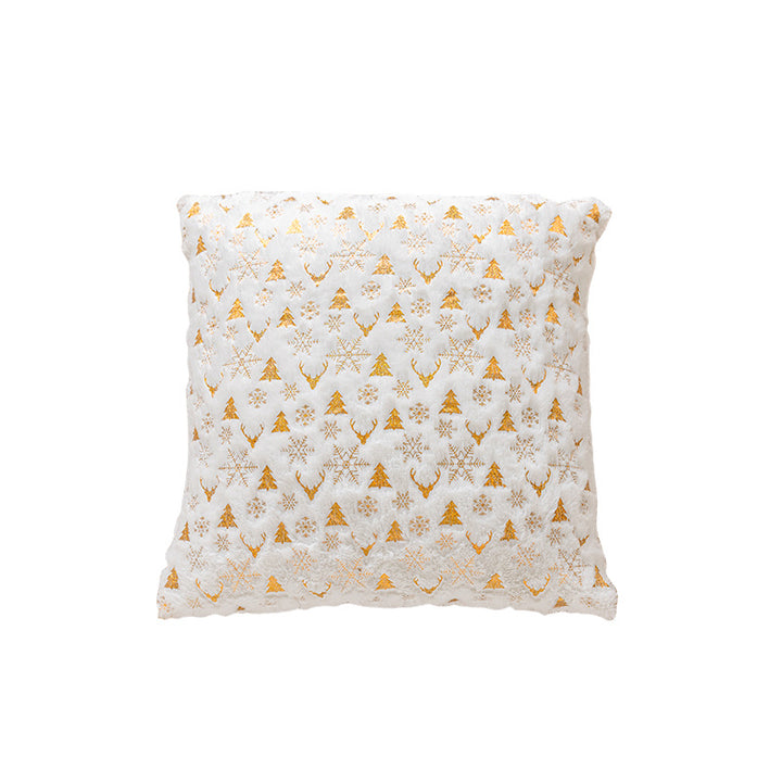 Decorative Plush Velvet Holiday Throw Pillow Cover with Gold Foil Motif