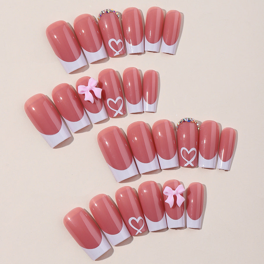 Acrylic nail set with elegant design and glitter details Stornfield