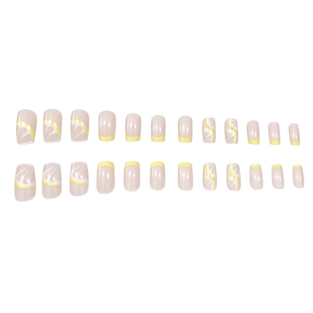 Elegant Lemon-Themed Acrylic Nail Art Enhancements Stornfield