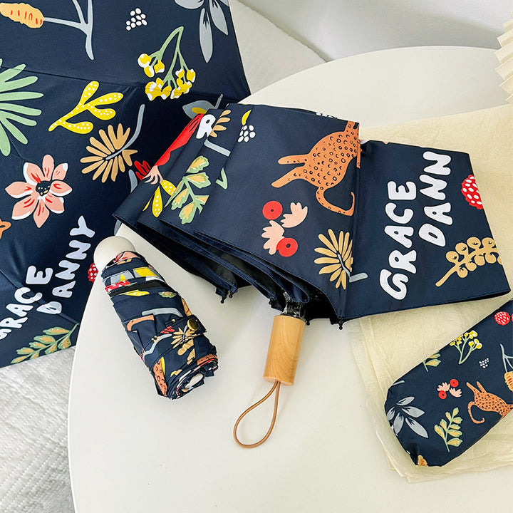 Women Folding Umbrella with Striking Flower Pattern Stornfield
