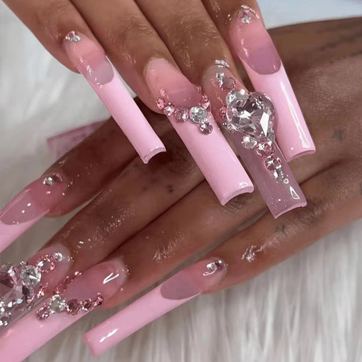 Glamorous Crystal-Embellished Long Press-On Nails Stornfield