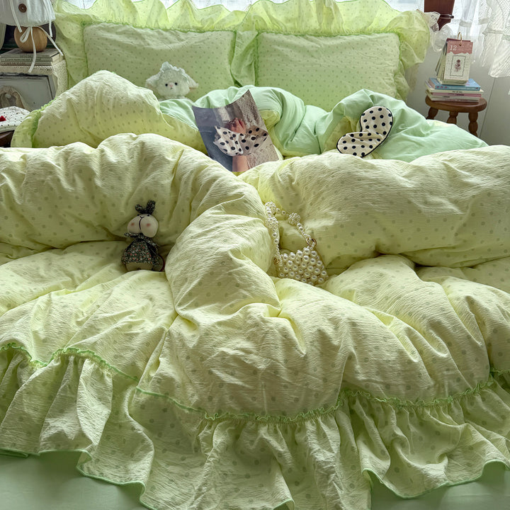 Ruffled Polka Dot Duvet Cover Set