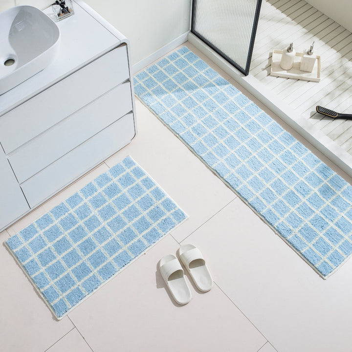 Soft Plush Checkered Bath Runner
