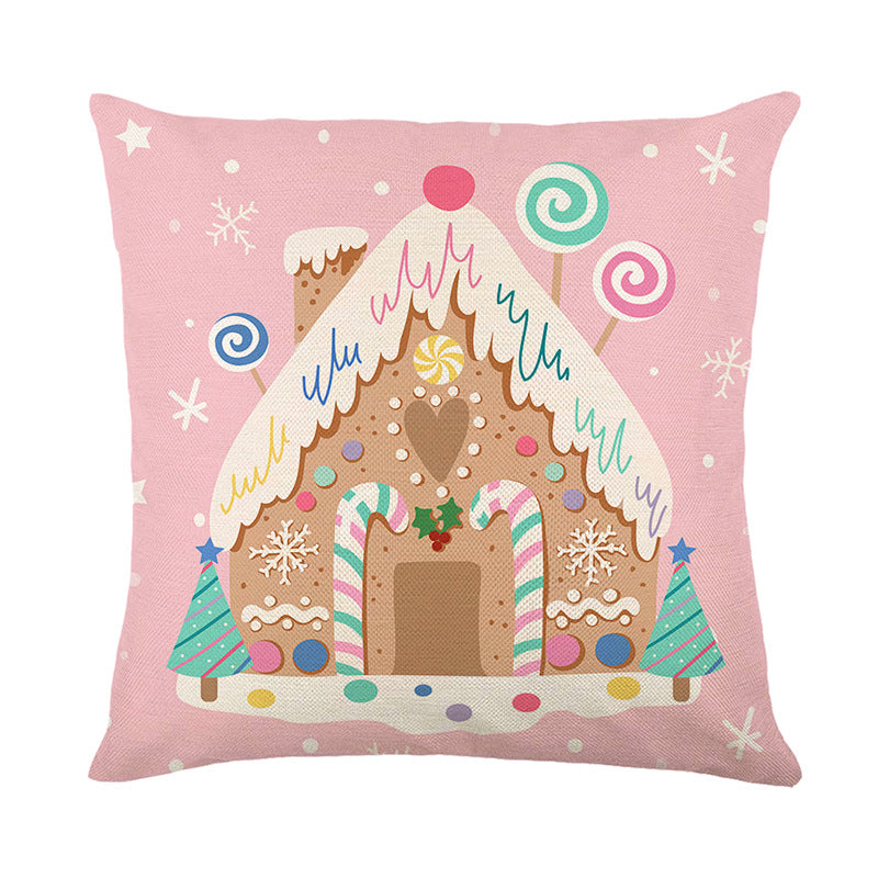 Festive Square Decorative Pillow Cover with Merry and Bright Holiday Typography and String-Light Motif
