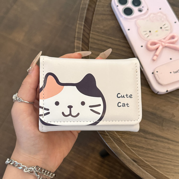 Cute Cat-Themed Zippered Wallet