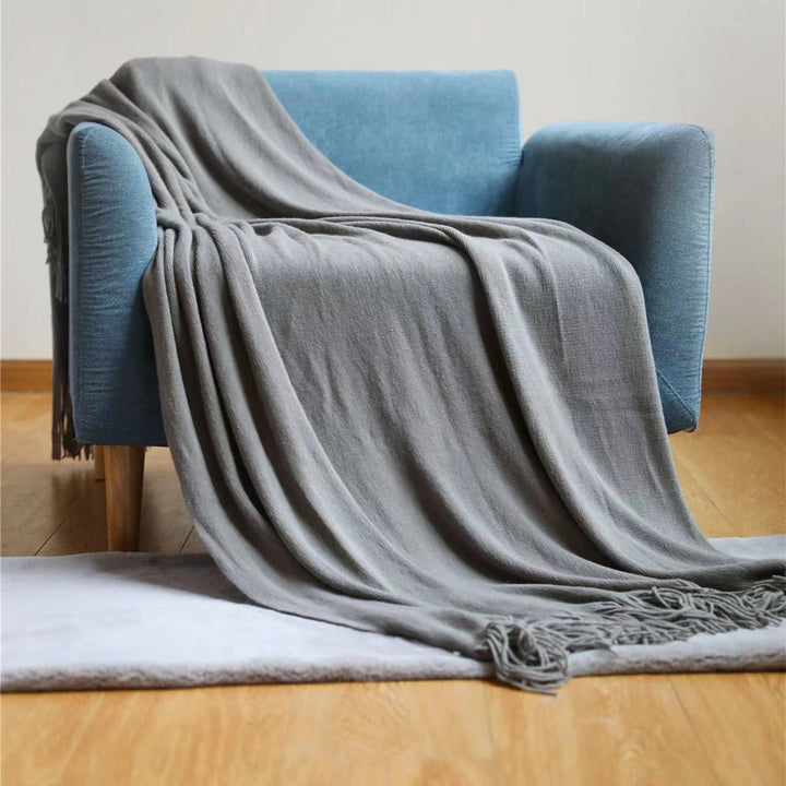 Luxurious Fringe Knit Throw Blanket