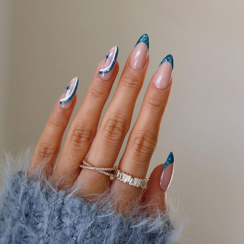 Elegant Stiletto Nails with Glitter and Ombre Design Stornfield
