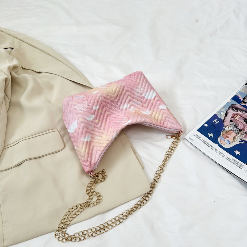 Quilted Chain-Detail Clutch Handbag