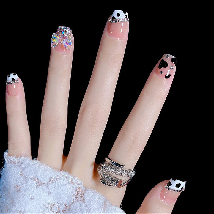 Playful Cow Print Press-On Nail Set