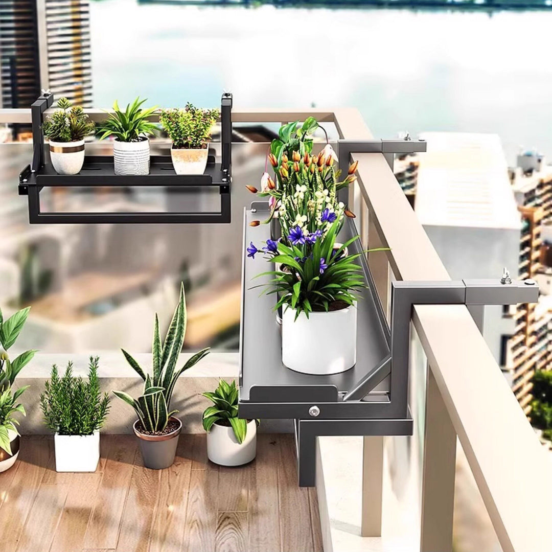 Window Clamp-On Hanging Planter Shelf with Metal Wire Basket and Adjustable Mount