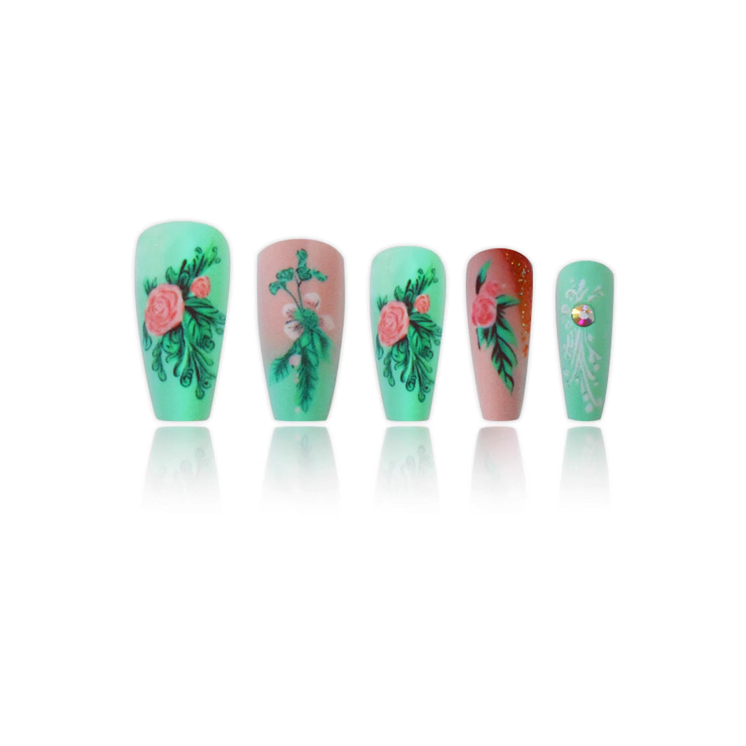 Floral Embellished Press-On Nail Set Stornfield