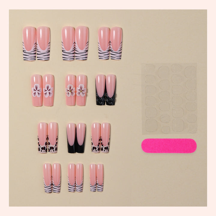 Artistic Nail Art Press-On Set with Floral and Animal Patterns Stornfield