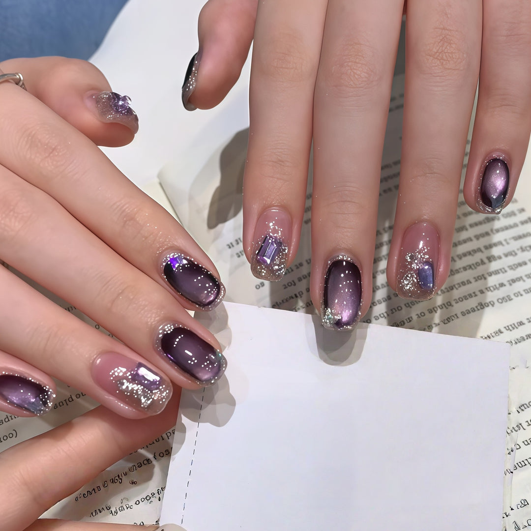 Glamorous nail tips with ombre effect and glitter Stornfield