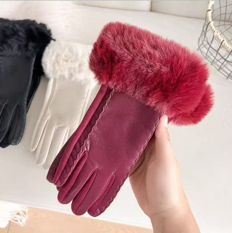 Luxurious Faux Fur Cuff Leather Gloves Stornfield