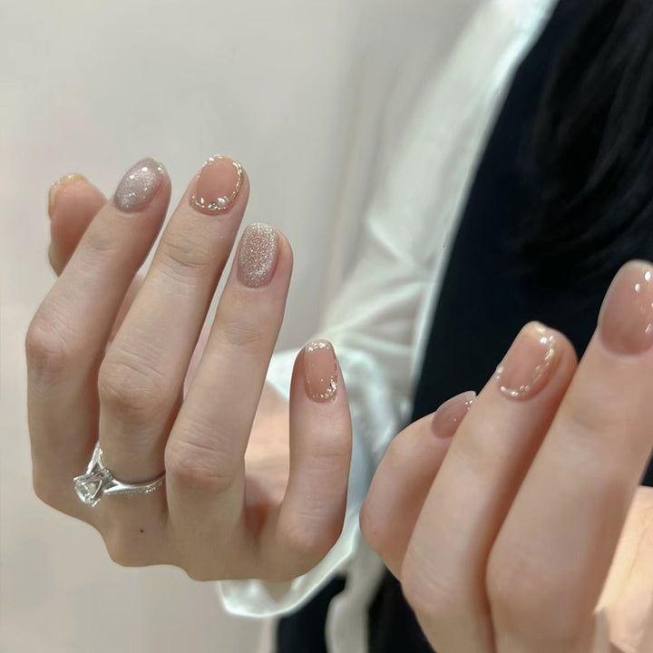 Artistic Press-On Nail Set with Glittery Star Accents Stornfield