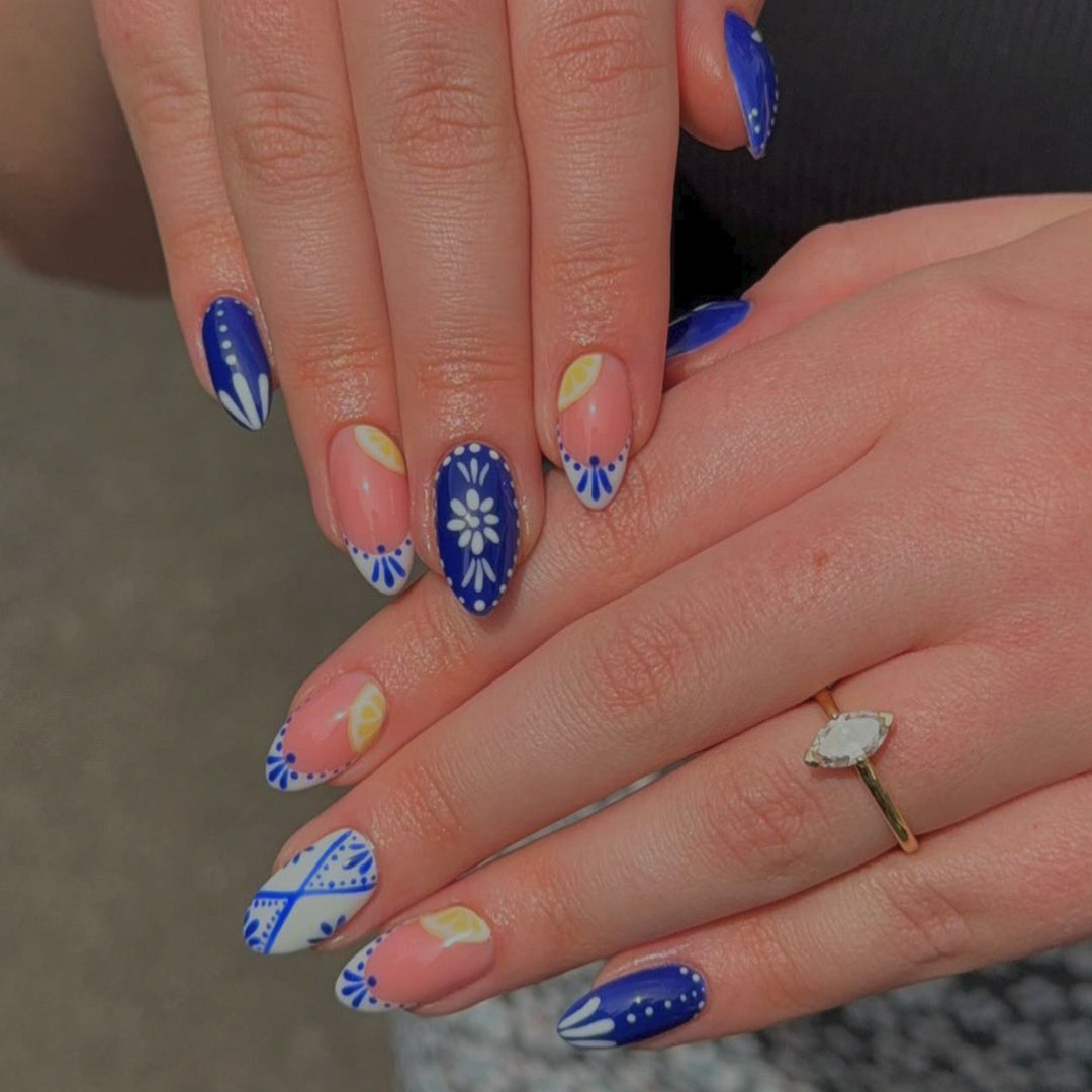 Creative artificial nails with fresh citrus design Stornfield