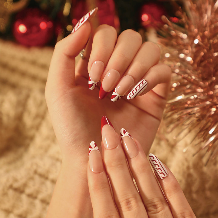 Elegant artificial nails in festive winter design Stornfield