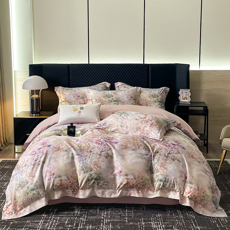Luxury Floral Cotton Sateen Duvet Cover Set