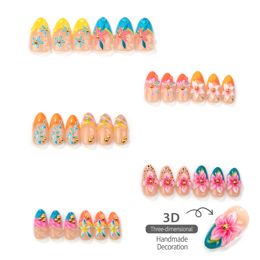 Artistic Floral Design Press-On Nails