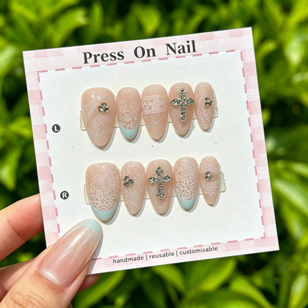 Decorative Press-On Nail Set with Customizable Designs