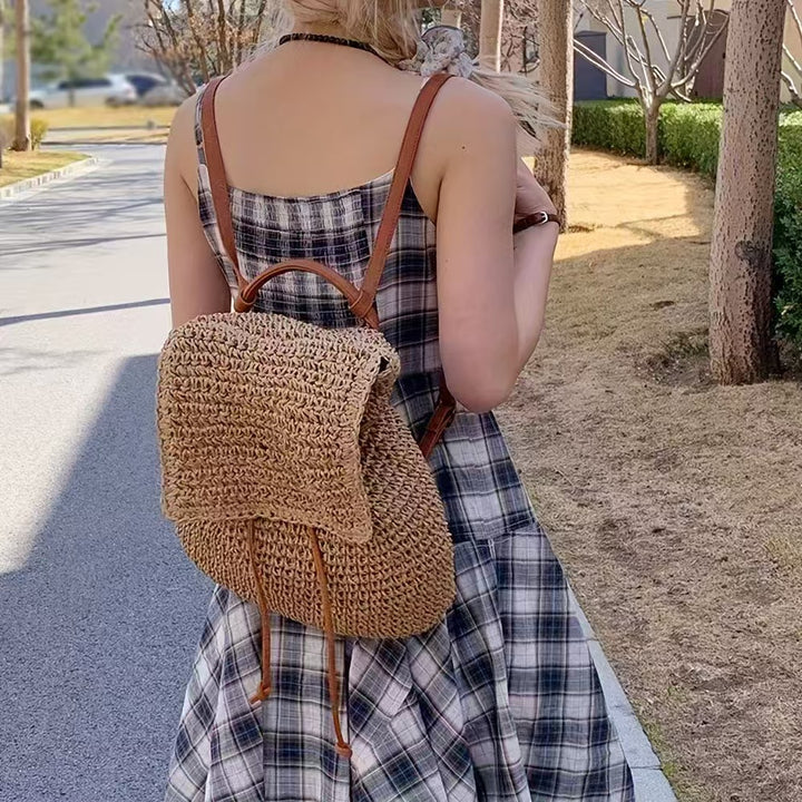 Backpack with Hand-Crocheted Design and Sturdy Leather Straps Stornfield