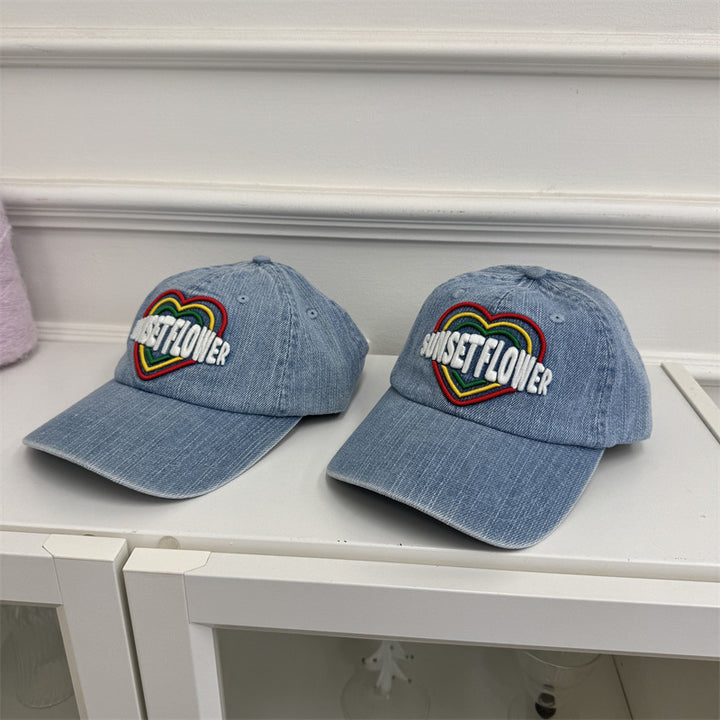 Women's Embroidered Heart Design Denim Baseball Cap Stornfield