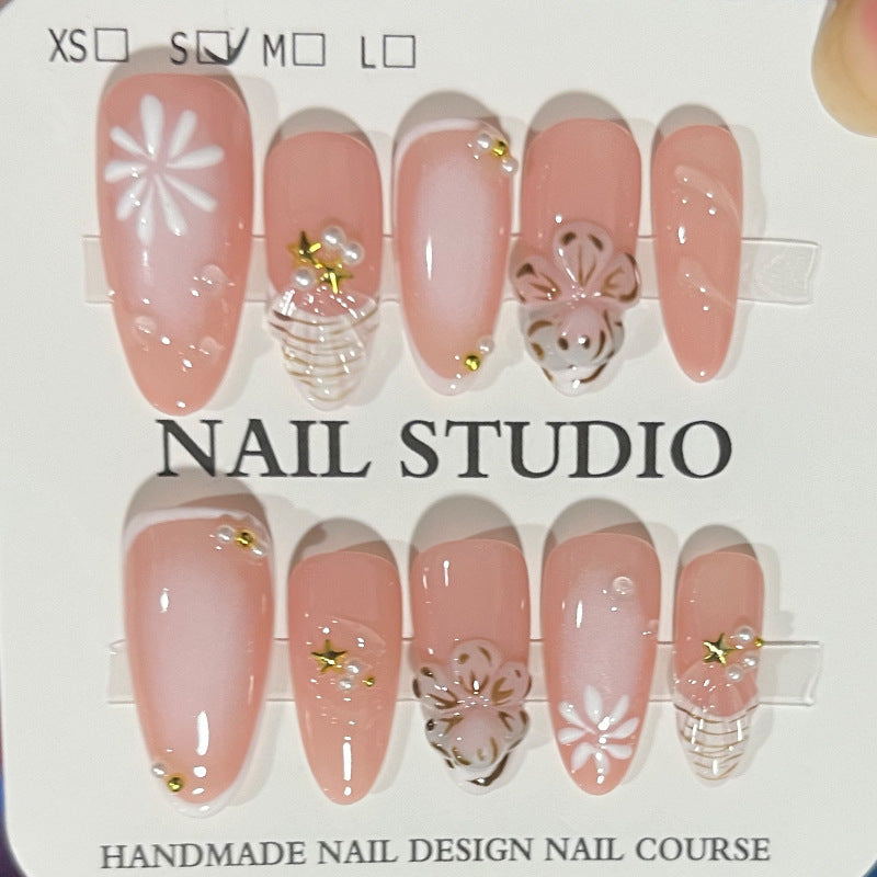 Handcrafted Floral Pattern Press-On Nails Stornfield