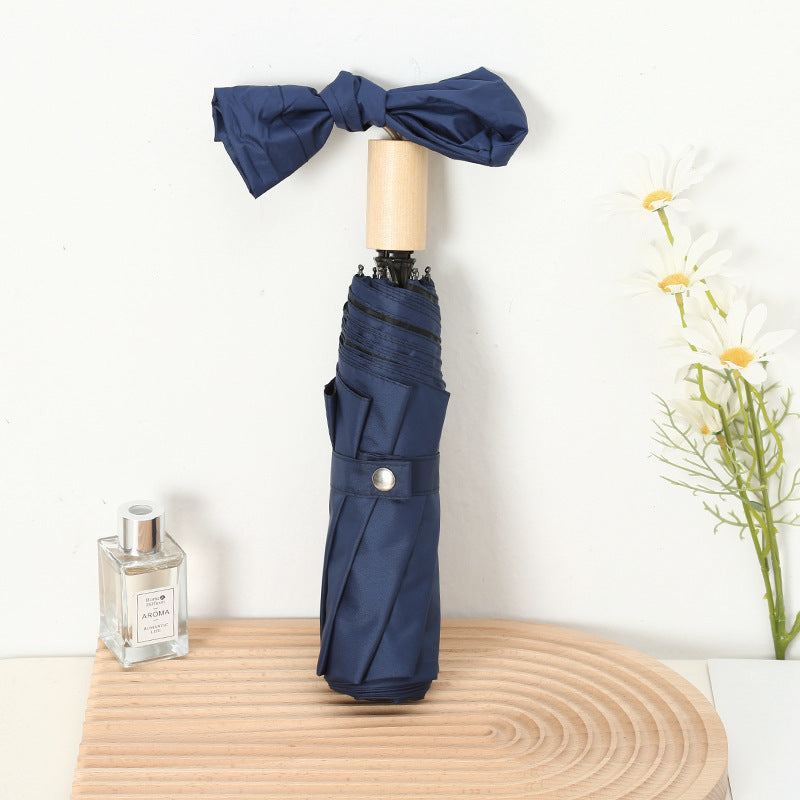 Women's Elegant Folding Umbrella with Wooden Handle Stornfield