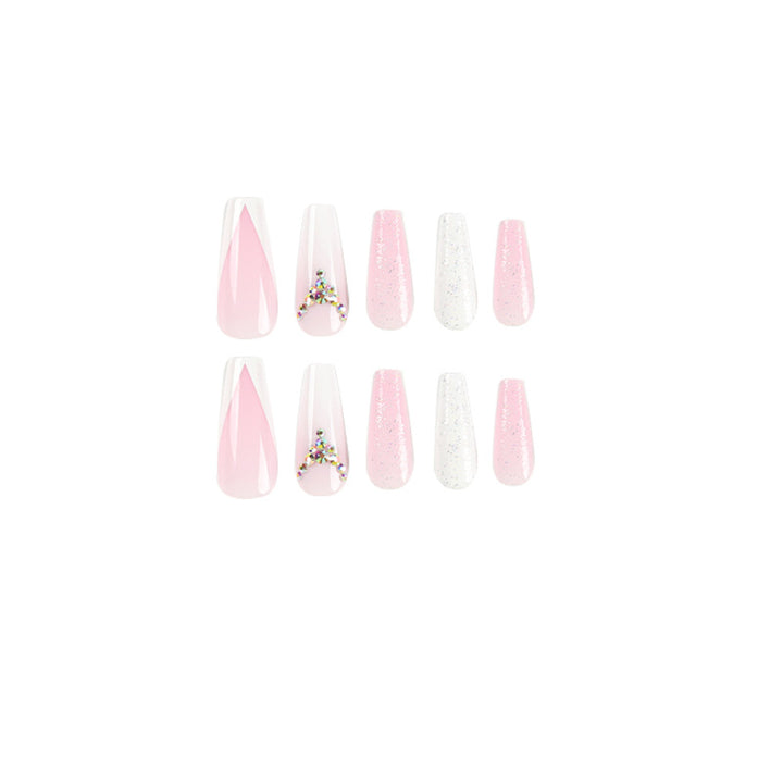 Artful Nail Extensions with Glitter and Rhinestone Accents Stornfield